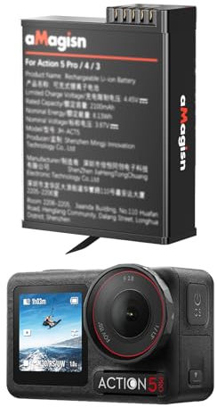 Tuvzylory Enduro Batterie Li-ion rechargeable pour DJI Osmo Action 5 Pro/Action 4/Action 3 Accessoires, 2100 mAh, compatible avec conditions de froid – 1 pièce