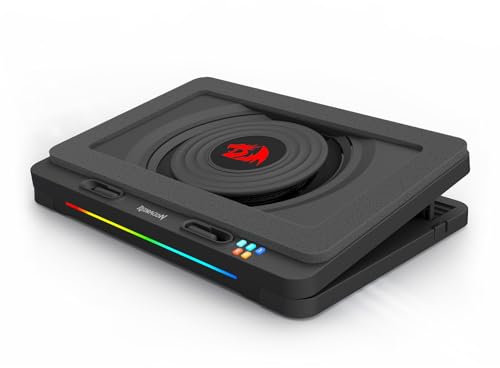 Redragon GCP512 - Base di raffreddamento per laptop con ventola da 5,9, raffreddamento rapido per laptop da 15-17, controllo della velocità variabile, 4 altezze regolabili, tappetino di