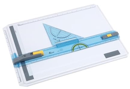 Acurit Technisches Zeichenbrett – Tragbarer Zeichentisch mit Multi-Tool-Set, bruchfester Kunststoff, gerader Verriegelungsmechanismus, transparentes Lineal, Winkelmesser, Klemmschiene – 36,8 x 50,2 cm