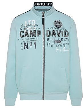Camp David Herren Sweatjacke mit Logo-Applikationen Sea Mint L