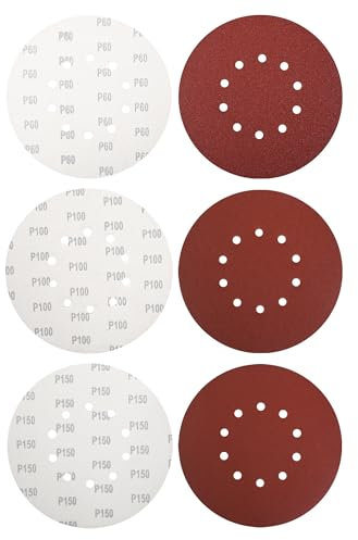 15Pcs 225mm Sanding Discs Hook and Loop Sheets 60/100/150 Grits, 9 Inch Drywall Sandpaper Compatible with Long - Neck & Giraffe Sanders Ideal for Wood, Metal & Drywall