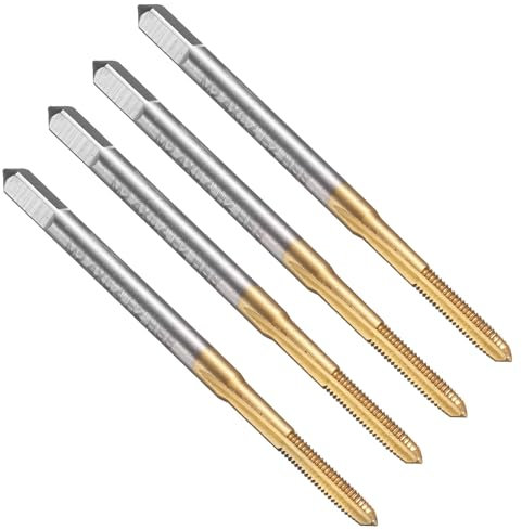 QUARKZMAN 4pcs Taraud Droit, M2 x 0.4 Métrique Revêtu Titane Outil De Filetage Taraudage Tarauds Pour Machine À Fileter, Acier Rapide 6542 (HSS 6542)