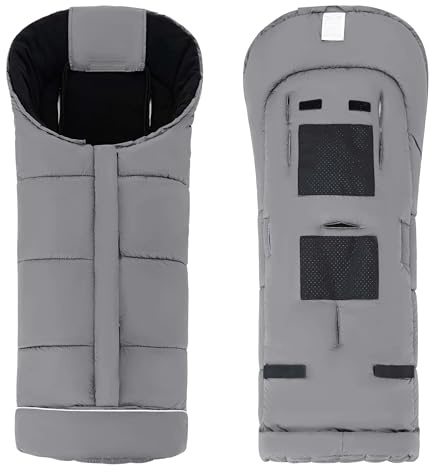 Daliya® ArcticLine Winterfußsack & Schlafsack – Universal für Kinderwagen & Buggy, für Babys bis 36 Monate, mit Kapuze, Reißverschluss, Klettverschluss, Fleece-Innenfutter, warm gefüttert (Grau)