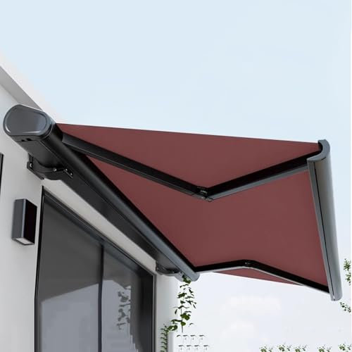Elektrisch einziehbare Markise mit Fernbedienung, Aluminiumrahmen, motorisierte Terrassenabdeckung, Vollkassetten-Design für Außendeck, Hinterhof, Garten und Balkon