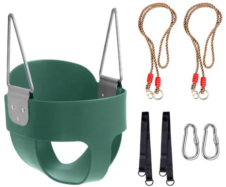 TengRui Babyschaukel-Zubehör für den Außenbereich, Kinderschaukel aus weichem Kunststoff, Schaukelsitze mit hoher Rückenlehne und voller Schale, verstellbarem 180-cm-Seil und Karabinern