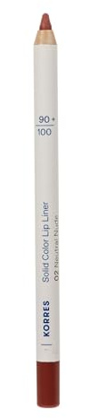 KORRES Solid Colour Lip Liner Neutral Nude 02, Lip Liner for Contouring & Filling, Intense Colour, Silicone and Paraben Free, 1.2 g