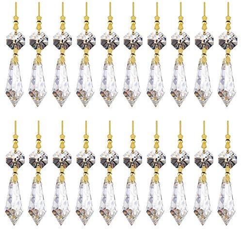 Sirxlevcy 20PCS DIY Transparent Teardrop Chandelier Pendant Parts Beads, Chandelier Hanging Decoration