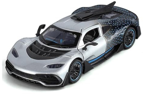 Simulationsautomodell 1:32 den Supersportwagen Passend für Benz AMG ONE, Metalldruckguss, Modellauto mit Sound und Licht, ohne Batterien(Silver)
