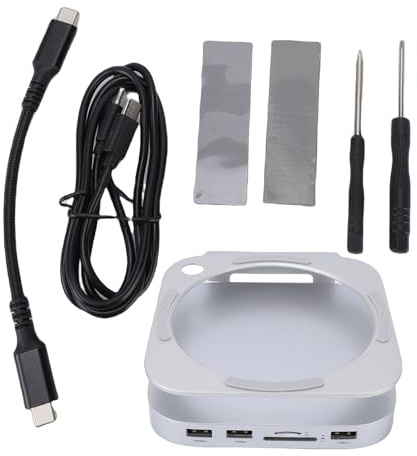 Denash Desktop Computer Dock, 6 in 1 Docking Station with USB A 10Gbps Ports, USB 2.0, 4.0 Card Reader and M.2 NVMe SSD Enclosure, for 5 4 3 and Devices