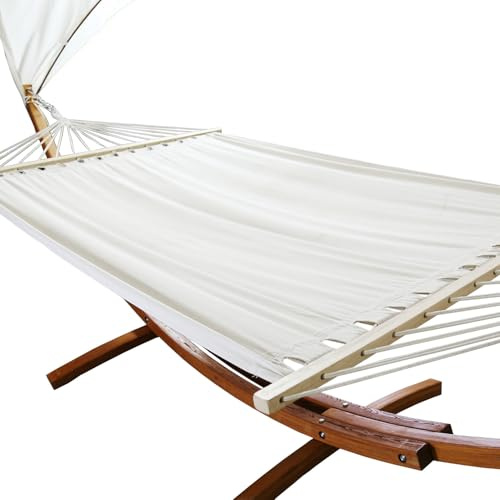 Jayseuw Hängematte Outdoor, Doppelliege mit Gestell, Liegefläche 200x150cm, Belastbarkeit max 200 kg, Hängeschaukel, Hängematten Möbel für Balkon, Garten und Terrassen