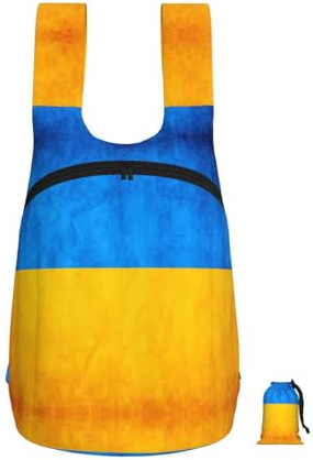 DUWAA Rucksack mit ukrainischer Flagge, reißfest, für Damen und Herren, faltbar, ultraleicht, Camping-Rucksack, Arbeitstasche