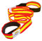 Reivo Band Kurz 4 m mit Schlaufen | Das original elastische Fitnessband, Textilband, Gymnastikband, Widerstandsband | L: 4 m, dehnbar bis 8 m | Polyester-Elastan | Rot-Gelb | Markenqualität