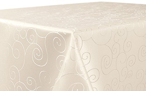 BEAUTEX Tischdecke Damast Ornamente - Bügelfreies Tischtuch - Fleckabweisende, Pflegeleichte Tischwäsche - Tafeltuch, Eckig 110x160 cm, Creme