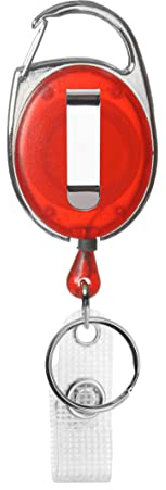 Porte-badge enrouleur rouge avec mousqueton, clip de ceintur een métal et boucle en vinyle, mousqueton porte-clé pour porte-carte, porte-badge