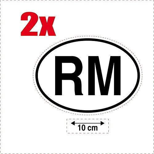 2 x selbstklebend Sticker Flagge Oval Code Länder Auto Moto rm-madagascar-république-malgache