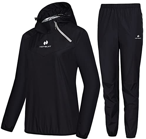 HOTSUIT Tute Dimagranti Tuta da Sauna Donna Allenamento Ginnastica Sudorazione Perdita di Peso Fitness Sportiva Palestra, Nero, M