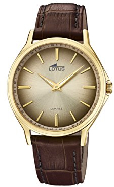 Lotus Watches Herren Datum klassisch Quarz Uhr mit Leder Armband 18517/1