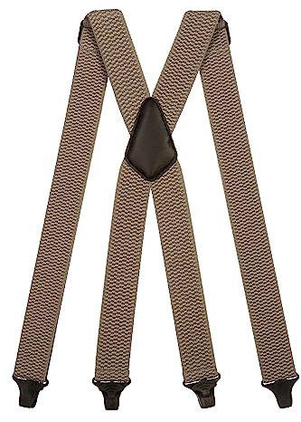 Olata Heavy Duty Hosenträger X-Form mit überkreuzten Trägern/Flughafenfreundliche Herren Hosenträger mit Plastik-Clips – 4cm. Grau