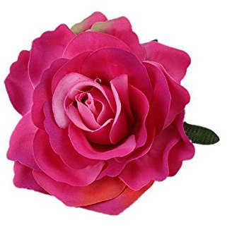 Lovefairy Beautiful Rose Flower Hair Clip Pin up Flower Brooch for Party Travel Festivals (Colorful Fuchsia)
