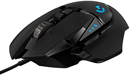 Logitech G502 Hero High Performance Wired Gaming Mouse, Hero 25K Sensor, 25,600 DPI, RGB, Adjustable Weights, 11 Programmable Buttons, On-Board Memory, PC/Mac - Black