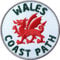 2 x Abzeichen gestickt 60 mm/Wales Coast Path/Küsten-Wanderweg Trekking Pfad Reise Flagge Wappen Drache/Aufnäher Aufbügler Flicken Sticker Patch/Reiseführer Wandern Buch Karte England