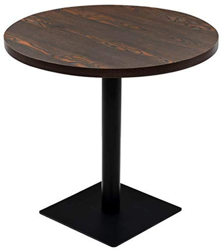 Festnight Biertisch Bistrotisch MDF und Stahl Rund 80×75 cm Dunkle Esche