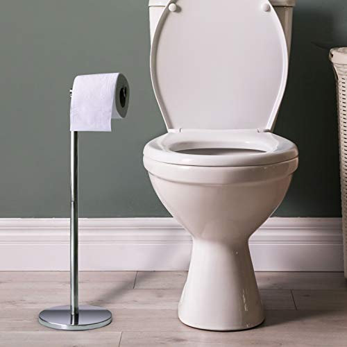 Hyfive Papier pour WC en Acier Inoxydable sur Pieds 2 en 1 Support Papier Toilette