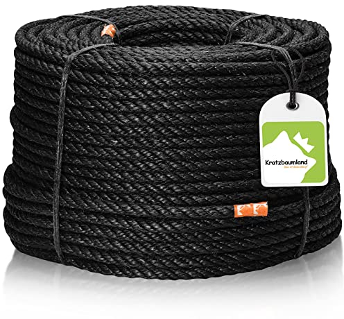 Kratzbaumland Premium-Sisalseil schwarz 12 mm, schwarzes Sisalseil für Kratzbäume (versch. Längen) (100 Meter)