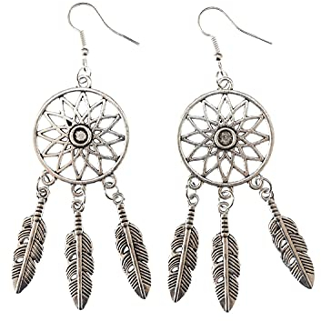 Miniblings Traumfänger Ohrringe Hänger Traum Träume Spirituell Indianer Boho - Handmade Modeschmuck I Ohrhänger Ohrschmuck versilbert