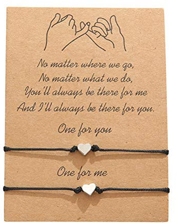 nuoshen 2 pcs Pinky Promise Bracelets, Adjustable Handmade String Rope Relationship Bracelets Friendship Couple Distance Matching Bracelet Valentine's Day Gift for Women Mother Daughter