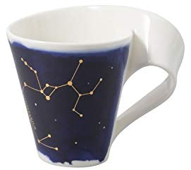 Villeroy & Boch - NewWave Stars Mug avec anse, tasse élégante motif Sagittaire, porcelaine premium, adapté au lave-vaisselle, blanc/bleu, 300 ml
