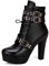 Moda de mujer con cordones Cremallera Tacón bloque Tacón alto Punta redonda Plataforma Caminar Fácil Cómodo Botas de caña corta para mujer z39961, Negro , 44 EU
