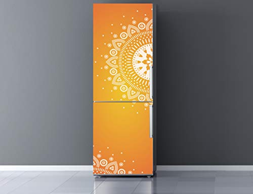 Oedim Vinilo para Frigorífico Mandala Naranja 185x70cm | Adhesivo Resistente y Económico | Pegatina Adhesiva Decorativa de Diseño Elegante