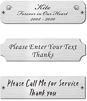 3 W x 0.75 H, Personalized, Custom Laser Engraved, Brushed Stainless Steel Plate Picture Frame Name Label Art Tag for Frames, with Adhesive Backing or Screws
