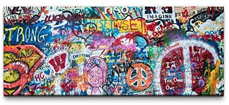 Eau Zone Wandbild bunte John Lennon Wand in Prag 100x40cm
