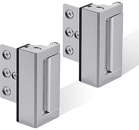 2Pack Home Security Door Reinforcement Lock, Childproof Door Lock Defender, High Security to Home Prevent, Aluminum Construction Finish (2)