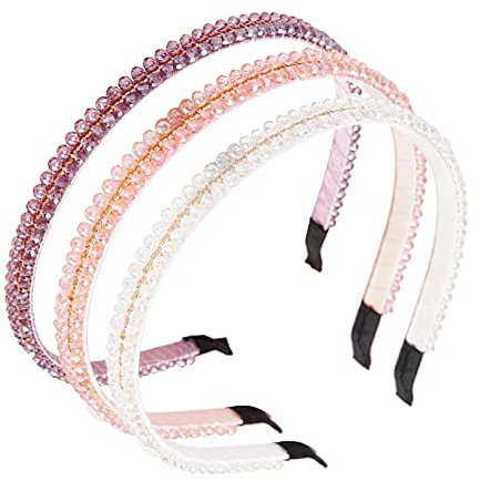 Mlysnd Haarreifen Mädchen, 3 Stück Haarreifen Mädchen Glitzer Rutschfeste Damen Mit Strasssteinen Für Frauen Mädchen Modische Verzierte Haarbänder Haarschmuck Haarbügel (Weiß, Lila, Rosa)