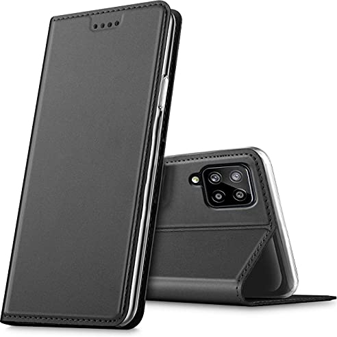Verco Handyhülle für Samsung Galaxy A22 4G, Samsung M22 Hülle Premium Handy Flip Cover für Samsung A22 Hülle [integr. Magnet] Book Case PU Leder Tasche, Schwarz