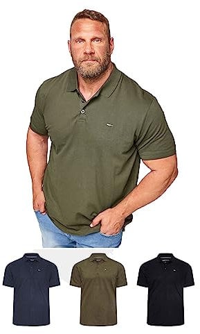 BadRhino Big & Tall/Navy Blue/Khaki Green 3 Pack Core Polo Shirts - Men's - Plus Size Curve