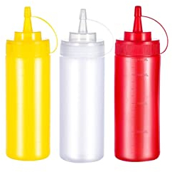 F-HOME Pressez La Bouteille De Sauce, Bouteilles De Condiments Bidon D'huile Plastique Échelle Fine Bouche Pointue Ketchup Le Miel Vinaigrette Crémeuse (Couleur : Mix, Taille : 360ml)
