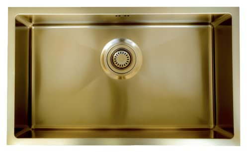 Essebagno Luisa fregadero de una cubeta 76x45 inoxidable oro cepillado