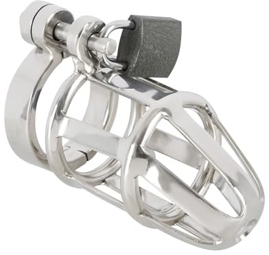 You2Toys Chastity-Cage - professioneller Peniskäfig für Männer, mit Schloss und 2 Schlüsseln, 3 Ringe für ideale Passform, Fetish-Equipement, silber