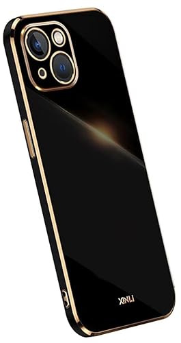 Topme Silikonhülle für iPhone 14 (6.1 Inches), [handyhülle im Goldrand-Stil] - Schwarz