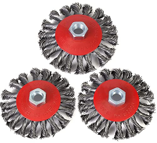 Winkelschleifer Drahtbürsten Set, 125 mm Kegelbürsten, M14 Topfbürste für Reinigen und Schleifen( 3 Stück )