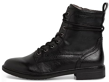 Jana Damen Stiefeletten zum Schnüren Flach mit Schnürsenkeln und Reißverschluss Weite H Mehrweite, Schwarz (Black), 38 EU