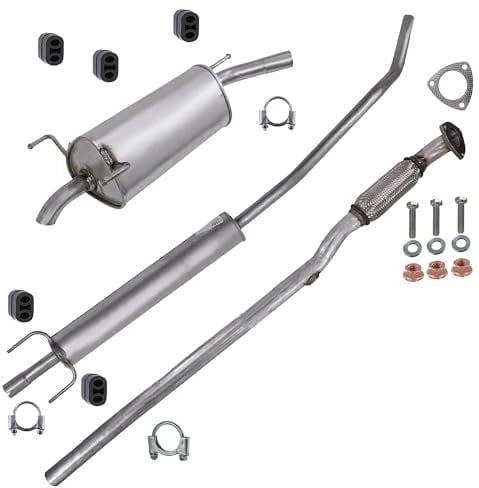 ATEC Germany Auspuff Schalldämpfer Set 1x Abgasrohr vorne, 1x Mittelschalldämpfer, 1x Endschalldämpfer, mit Montagematerial, Kompatibel mit OPEL CORSA C (X01)