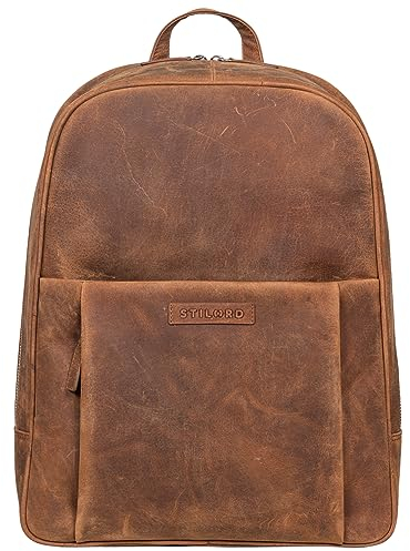 STILORD 'Etienne' Laptop Rucksack Leder 15 Zoll Business Rucksack Damen Leder Herren Notebook Rucksack 15 Zoll Office Rucksack, Farbe:samari - braun