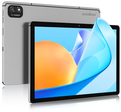 kinstone Tablet PC 10,1 pollici, tablet da gaming Okta Core 8 GB RAM 256 GB ROM, WLAN 2,4 G+5 G, risoluzione IPS FHD 1920 x 1200, fotocamera 5 MP + 8 MP, 7600 mAh, regalo per bambini per imparare e