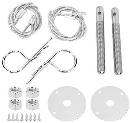 Lwuey Perno del Cofano, Clip per Cofano in Acciaio Inox Pin Auto Kit Fissaggio Blocco Perni Accessorio Modificato Motore Piastra Serratura Spillo Cappuccio Inossidabile Chiusura Chiave Inossidabile