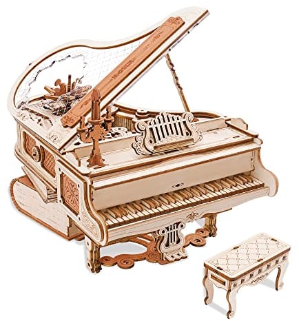 ROKR Maquette en Bois a Construire Puzzle en Bois 3D Adulte Boîte à Musique Piano Magique Maquette Mécanique Jeux de Construction pour Adultes 3D Cadeaux d'anniversaire Noël 223pcs,Magic Piano